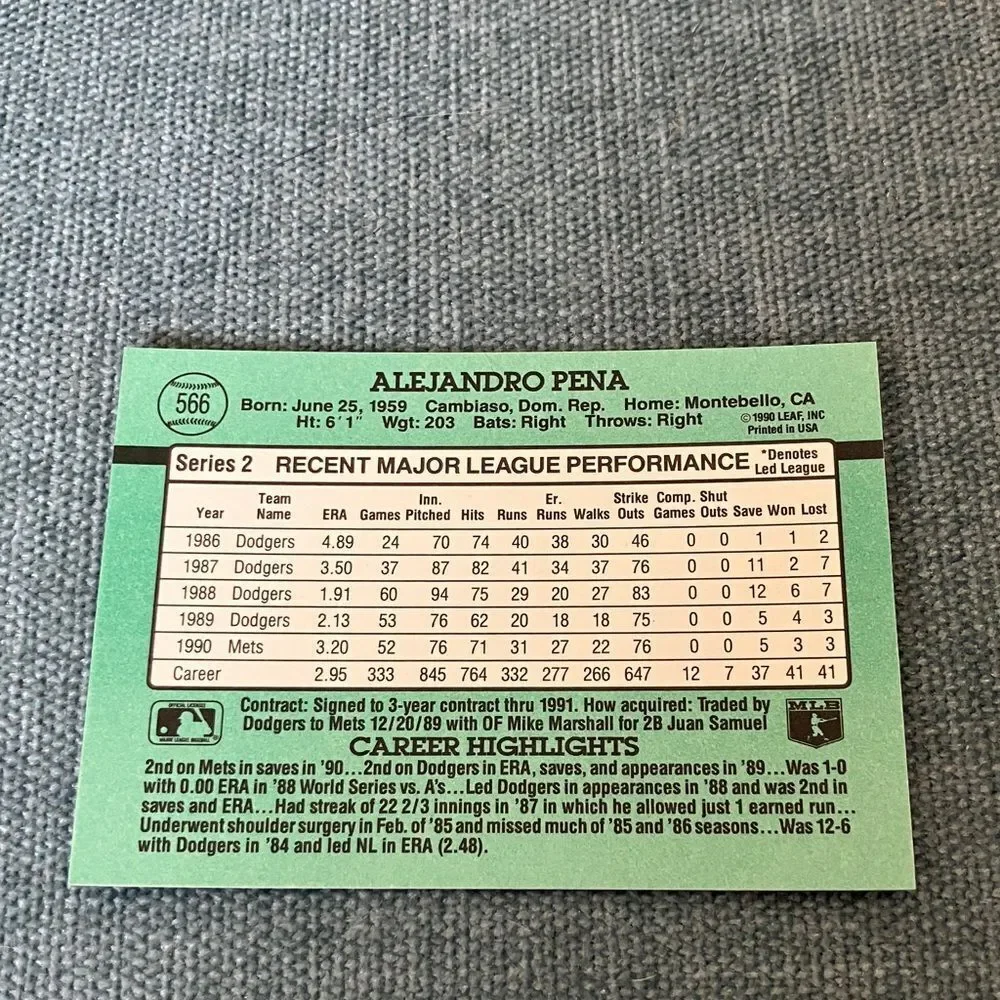 1991 Donruss New York Mets Baseball Card Trading Card